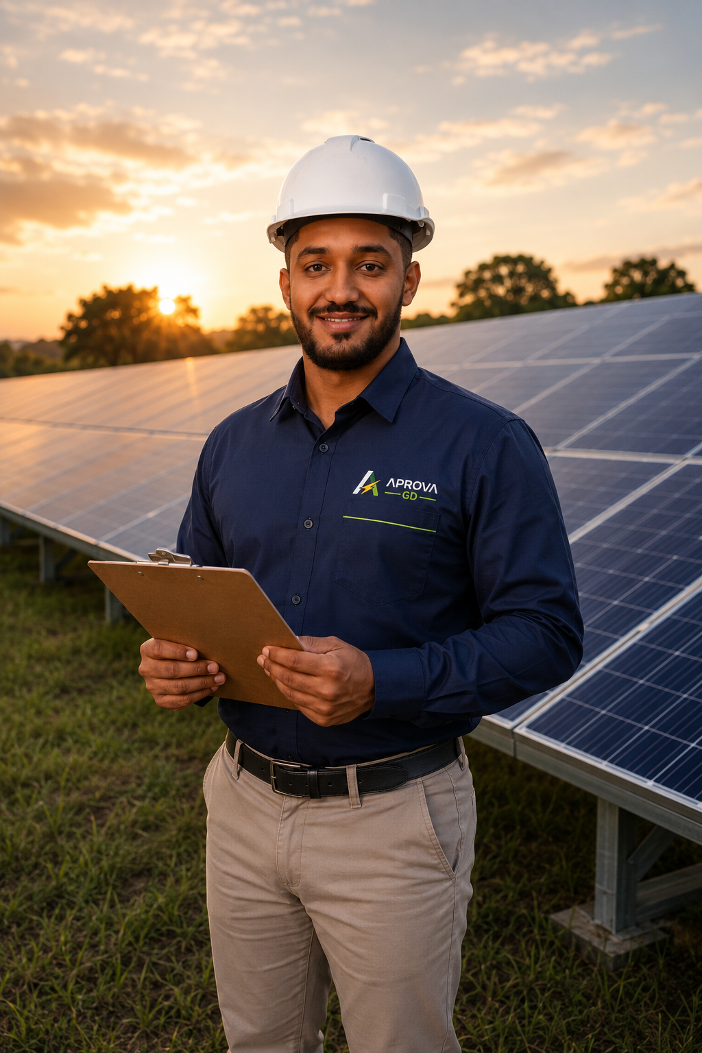 Especialista da Aprova GD em uma usina fotovoltaica
